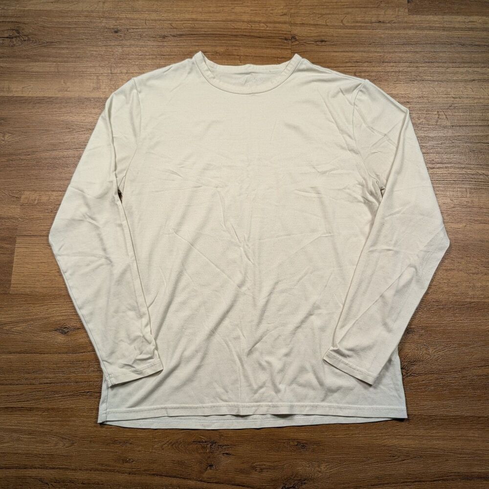 Unbound Merino Long Sleeve Shirt Mens Large Off White Merino Wool Blend Tagless